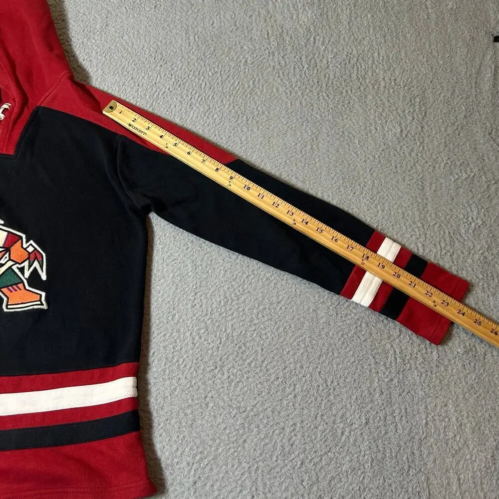 NHL Hoodie Boy XL 18-20 Black‎ Red Arizona Coyotes Stitched Lace Up Hoodie